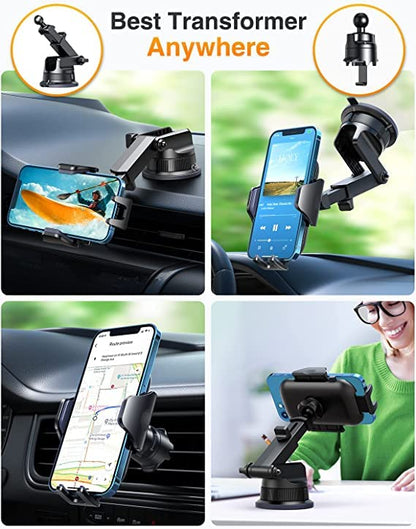 VANMASS [True Military-Grade] Car Phone Holder [Upgraded Suction & Clip] Cell Phone Mount for Dashboard Windshield Vent Truck Cradle Dash Stand for iPhone 16 Pro Max 15 14 13 12 Android, Purple - color: Purple