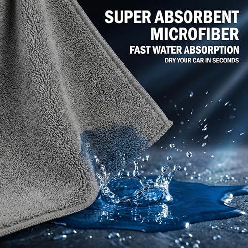2 Pack Professional Large Microfiber Car Drying Towels (31" x 24"), Microfiber Towels for Cars, Scratch Free, Lint Free, Highly Absorbent Quick Drying Towel Cloth for Cars, Trucks Boats, Car Detailing