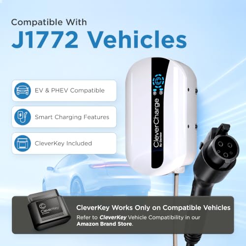 CleverCharge Level 2 EV Charger, 48A/240V, Hardwired, J1772 Connector