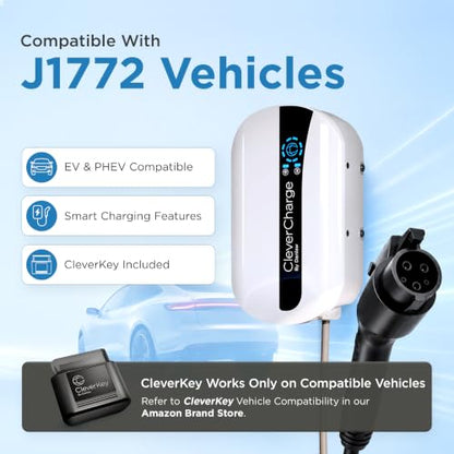 CleverCharge Level 2 EV Charger, 48A/240V, Hardwired, J1772 Connector