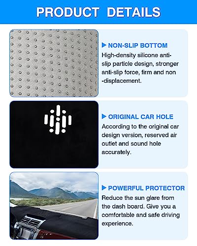 Autorder Dashboard Cover Mat for 2012-2017 Toyota Camry Accessories Dash Cover Flannel Dash Mat Sunshade Glare UV Rays Protector - size: Black 12-17 Camry