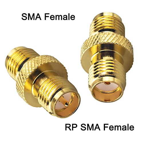 2-Pack Upgraded SMA Female to RP-SMA Female Adapter DC-18GHz VSWR ≤1.15 RF Coaxial Gold-Plated Adadper for FPV Drone Signal Booster Wireless LAN Device Gold-Plated - size: SMA Female to RP-SMA Female