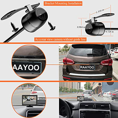 Backup Camera Flush Mount, Metal Housing 170°Wide View Angle Rear/Side/Front View Camera for Car, Clear Night Vision IP69 Waterproof Reverse Camera for Vehicle SUV RV Pickup, 18.5mm, 12V/24V, Black - color: Black