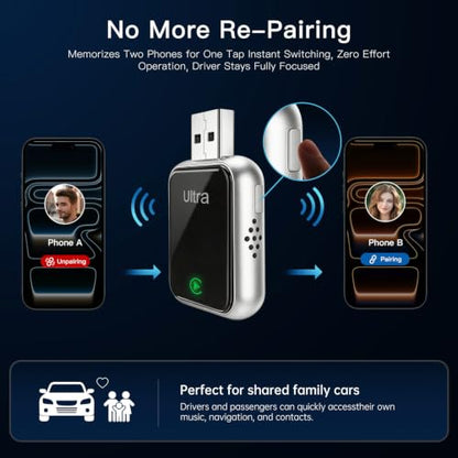 Ultra Mini Wireless CarPlay & Android Auto Adapter,Plug & Play,No Lag