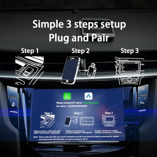Mini CarPlay Wireless Adapter with Function Buttons, CarPlay Dongle Stick