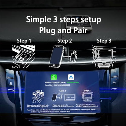 Mini CarPlay Wireless Adapter with Function Buttons, CarPlay Dongle Stick
