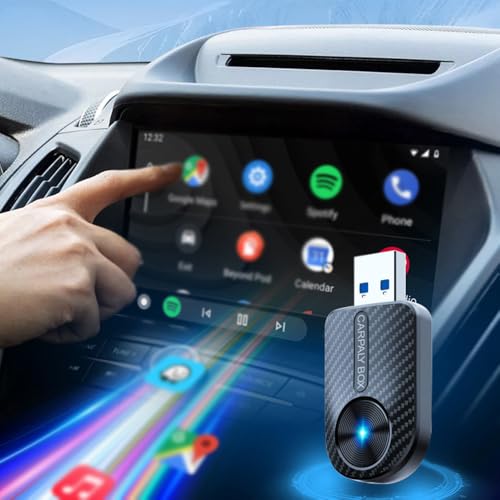 Carbon Fiber Wireless CarPlay Adapter, 2-in-1 CarPlay & Android Auto Dongle, Plug-and-Play Mini Adapter, with USB-C Converter, for Factory Wired CarPlay Vehicles