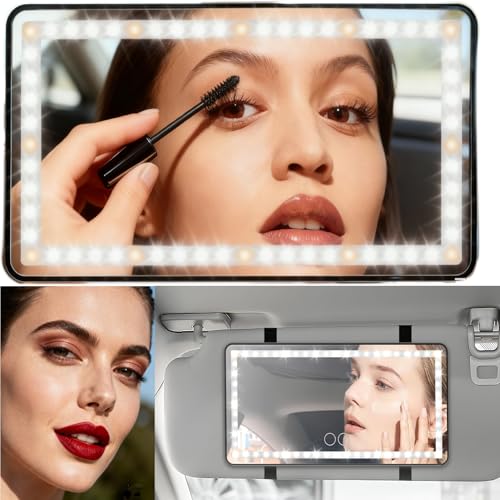 LED Car Mirror, Car Sun Visor Vanity Mirror, Cosmetic Makeup Mirror - color: Car Vanity Mirror with Lights 1pc