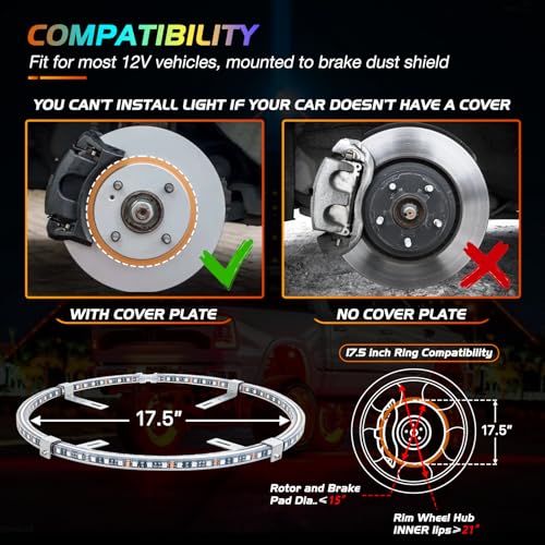 Nilight 4PCS 17.5inch Double Row LED Wheel Ring Light RGB with APP & Remote - color: RGB-Double Row, size: 17.5inch