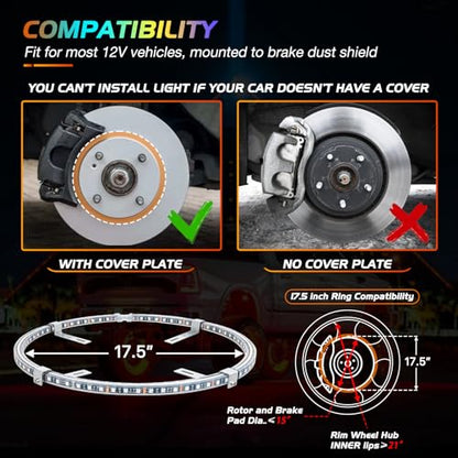 Nilight 4PCS 17.5inch Double Row LED Wheel Ring Light RGB with APP & Remote - color: RGB-Double Row, size: 17.5inch