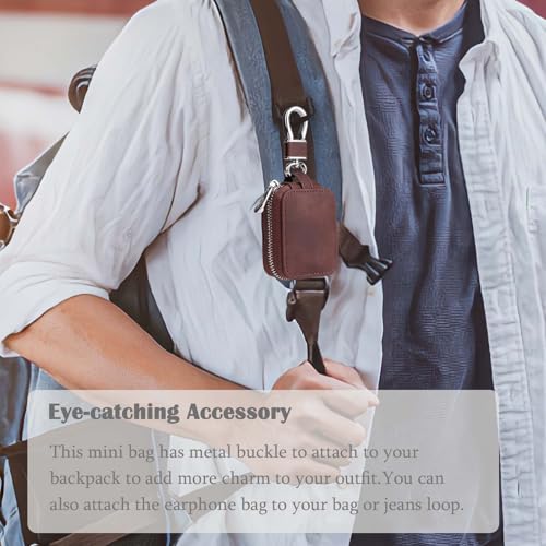 Earbud Case Headphone Storage Case Compatible with Airpods 1/2/3/Pro Wireless Earphones Carrying Pouch Small PU Leather Bag Shockproof Earpods Cover Universal Bag Travel Protection Pouche-Dark Brown - color: Dark Brown