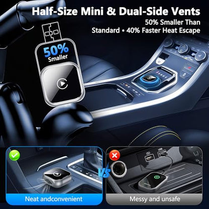 2025 Upgraded Wireless CarPlay Adapter for iPhone | Ultra-Mini Metal, Convert Wired to Wireless, Bluetooth 5.3 Fast Stable Connection, Plug & Play, 800+ Factory CarPlay Wired Cars, iOS 10+