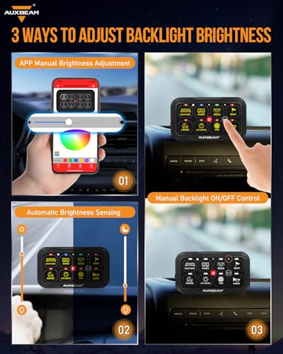 Auxbeam 8 Gang Switch Panel Bluetooth AR-820 with RGB APP Control 3 Modes - size: 8 Gang Bluetooth Switch Panel (TWO Sides Output)