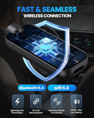 Wireless Carplay Adapter Upgraded Model adds Emergency Escape Window Breaker Function for Apple iPhone iOS 10+ & Cars from 2016+, Auto-Connect Stable Control & No Latency - size: M9