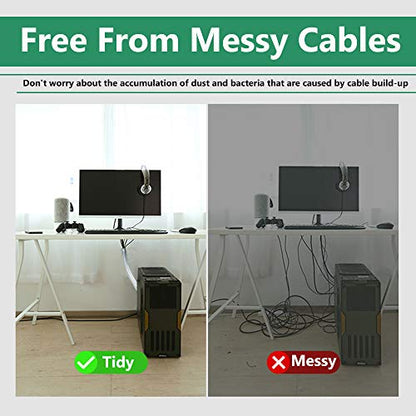 StangH Office Cable Management kit with Zipper 19 Inch, 4 Pieces -White - color: Greyish White, size: 19"L x 3.5"W-4PACKS