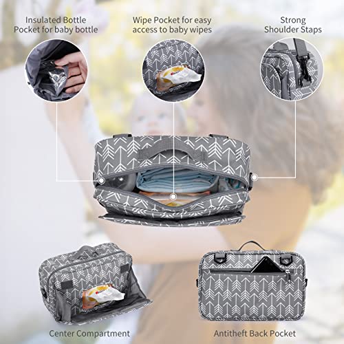GOGOSO Universal Stroller Caddy Accessories All-in-One Baby Organizer with Insulated Pocket,Capacity for Diapers, Toys & Snacks, Dark Gray - color: arrow