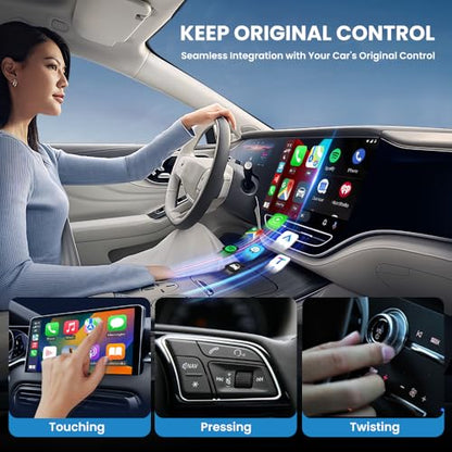 Carlinkit Mini SE Pro Wireless CarPlay Adapter, Wired to Wireless Converter for OEM Factory Wired CarPlay/Android Auto Cars, 5GHz WiFi Fast Connect with USB C/A Dual Port - color: Dark Blue