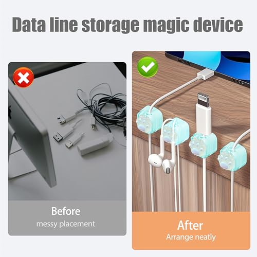9Pack Magnetic Cable Clips,Night-Glowing Cord Holder,Blue Cat - color: Blue Cat