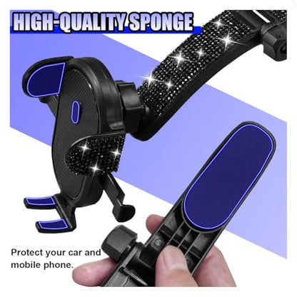 YoRise Bling Car Phone Holder, Rhinestone 360° Rotatable Auto Smartphone Stand with Adjustable Arm & Suction Cup Base, Vehicle Cellphone Bracket for Most Cars Windshield & Dashboard (Black) - color: Black