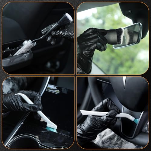 MVEQRRN 9PCS Boar Hair Car Detailing Brush Set,Car Wheel Brush Kit (Green) - color: 9pcs green detail wheel brush set