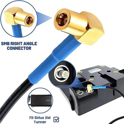 Anina Sirius XM Satellite Radio Antenna, Mirror Tubular Mount Aerial with SMB Connector 21ft Extension Wire for Semi Truck RV Trailer Car Vehicle, High Gain Sirius XM Stereo Receiver Tuner Antenna