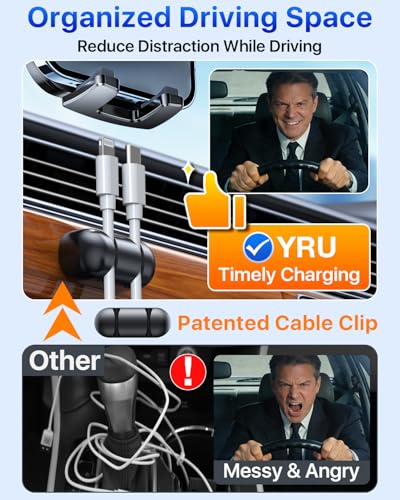 YRU [True Upgrade for Safety] Car Phone Holder Mount [Patent & Military-Grade] Dashboard Cell Phone Holder for Car Vent Windshield Phone Stand for iPhone 17 16 15 14 13 Pro Max Truck Samsung (Grey) - color: Grey