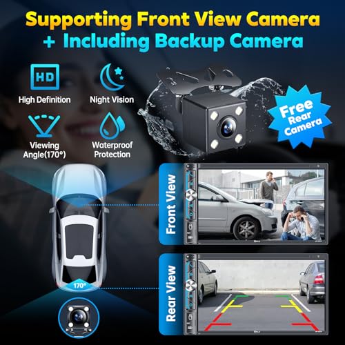PLZ 7" Wireless Double Din Car Stereo Apple Carplay Radio Screen for Car Audio Receivers, Bluetooth 5.3 Car Play Android Auto Touchscreen, 240W 4.2 CHN 2 Subwoofers Outputs, Backup Camera, SWC, FM/AM - size: 7"