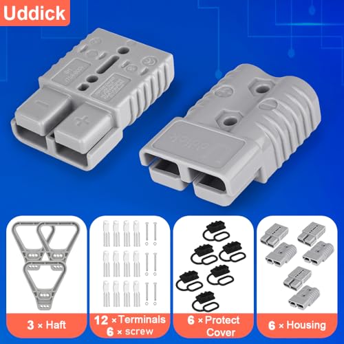 175A Battery Quick Disconnect Connecteur, 600V Wire Harness Connector Plug for Cars, Trailers, Motors, and Electronics Maintenance(6PC 1/0AWG 3Handle) - size: 6PC 1/0AWG 3Handle
