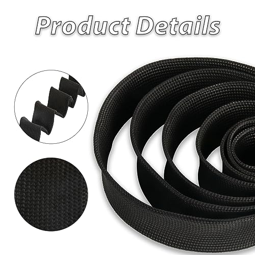 Fiberglass Heat Shield Sleeve Adjustable Hose Heat Spark Plug Wire High Temp(5 Feet-0.75''Inch/20MM) For Exhaust Insulation Thermal Wrap Roll Car Brake Line Cable Protection Tape Black - size: 3/4''X 5'