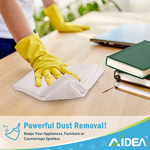 AIDEA White Microfiber Cleaning Cloth 50PK, Absorbent Cleaning Rags 12"x12" - color: White, size: 12in.x12in.