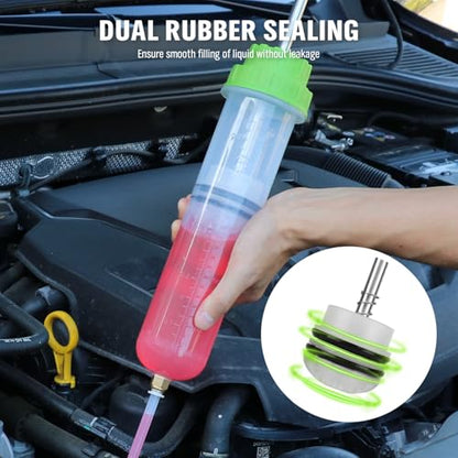 SWANLAKE 500cc Fluid Extractor & Fill Pump, Automotive Fluid Pump Extractor, Oil Change Pumps with 23'' Long Hose, 2PCS 12'' Extension Tubes, Suction Pumps for Lawn Mowers Cars - color: 500ML with Hose Green