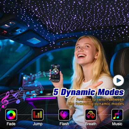6W Mini Size Twinkle 550pcs*0.03in*9.8ft Starlight Headliner Kit, Star Lights for Car with Bluetooth APP/28key Remote Control/Music Effect, RGBW Fiber Optic Lights for Home Ceiling - size: 550pcs*0.03in*9.8ft