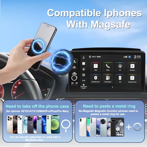 Car Phone Holder Compatible with Honda Civic 2022-2025 7/9-inch Screen Fixed Clip, Magnet Cell Phone Mount Compatible with MagSafe, Hand-Free 360° Rotation Phone Automobile Cradles Not Affect Air Vent - size: 2022-2025 Honda Civic