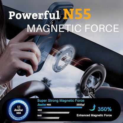Vacuum Magnetic Car Phone Mount, 118LBS Nano Gel Suction Cup, 360° Adjustable, Compatible with Magsafe iPhone 12-17 Air Pro Max, Car Phone Holder for Dashboard Windshield Textured Surfaces - color: Dark Blue