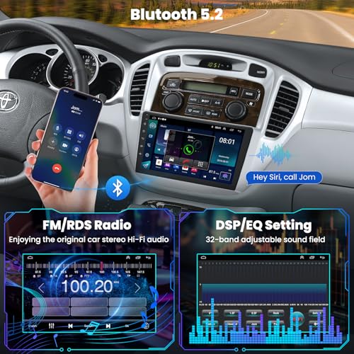Car Radio for Toyota Highlander 2000-2007 Head Unit with Wireless Carplay&Android Auto,4+64GB 9 Inch Car Stereo with Voice Control GPS SWC FM DSP WiFi Bluetooth 5.2 Backup Camera Mirror Link - color: For Highlander 2000-2007