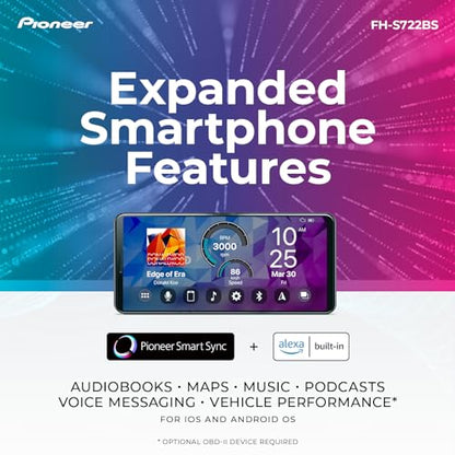 Pioneer FH-S722BS Double Din CD Car Stereo with Bluetooth and USB/AUX