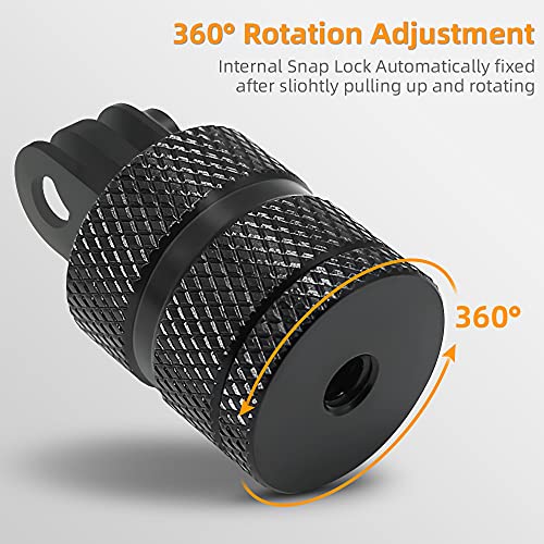 Aluminum 1/4 inch 20 Camera Tripod Adapter Mount, 360° Rotation 1/4"-20 Aluminum Tripod Adapter Mount Compatible with GoPro Hero 13/12/11/10, DJI Action 6/5 Pro/4, Xiaoyi and More Standard - color: 1/4"-20 Tripod Adapter Mount