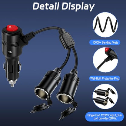 Cigarette Lighter Splitter 12V Dual Socket Adapter - size: 2 Ports