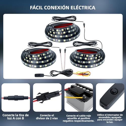 Truck Bed Lights - 3PCS 60" 270 LED Bed Light Strip Kit, Waterproof with On/Off Switch & Splitter, 6000K Cool White LED Lights for Pickup Truck, SUV, RV, Boat - color: 3PCS truck bed lights （White）