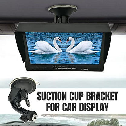 Windshield/Suction Cup Mount Bracket for 7 Inch Display, Dash Cam GPS Holder, Rear View Backup Camera Monitor Fix on Windshield (Black)