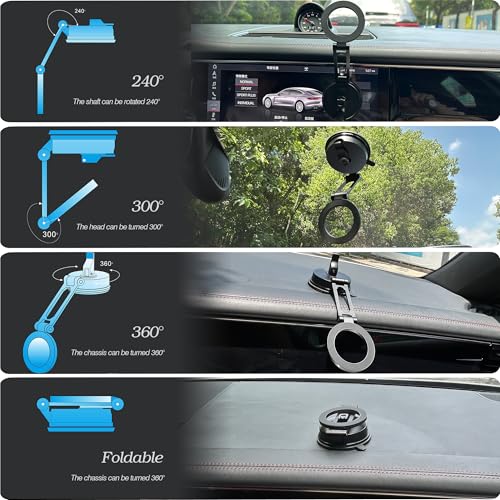 Vacuum Magnetic Car Phone Holder, Magsafe Suction Cup Phone Mount for Car Rv Gym Shower,Metal Arm,360° Rotation,Foldable,Reusable,Dashboard Car Mount for iPhone 17 16 Pro Max 15 14 13 12 Plus Android