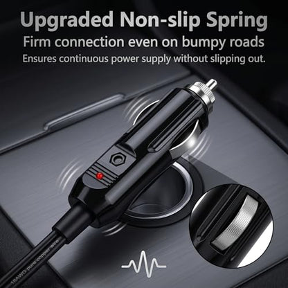 Car Cigarette Lighter Splitter, 12 V 18AWG High-temperature Resistant 1 to 2 Splitter, Plug-and-play Dual Cigarettes Lighter Extension Cord with Fuse, for Most Cars Trucks SUVs (Black)