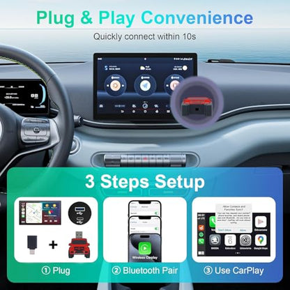 Wireless CarPlay Adapter for iPhone - for Daily Commute & Road Trip, No App Needed, Plug & Play Convert Wired to Wireless, Ultra-Compact 4x4 SUV Design with Low Latency -Red - color: Red