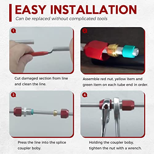 Replace for 800-640, 800-641, 800-642, Air Conditioning Repair Splice Connector Kit fits for 5/8 in. 3/8 in. 1/2 in. Aluminum Lines, Universal Fit for Line to Line Repair - size: 800-640 800-641 800-642