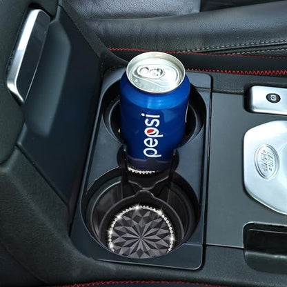 Amooca 4-Pack Car Cup Holder Coaster Bling Crystal Rhinestone Car Interior - color: Black Flower, size: 4 Pack