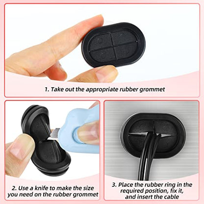 26pcs Double-Sided Hole Oval Rubber Grommets, Drill Hole Firewall Hole Plugs Wire Protection with Cable Sticky Tape, 5 Size 13 * 27mm, 25 * 40mm, 20 * 44mm, 25 * 60mm, 30 * 85mm - size: Oval Rubber Grommets