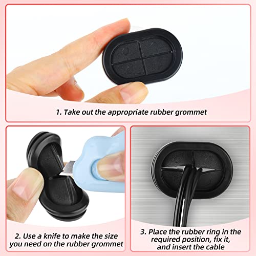 26pcs Double-Sided Hole Oval Rubber Grommets, Drill Hole Firewall Hole Plugs Wire Protection with Cable Sticky Tape, 5 Size 13 * 27mm, 25 * 40mm, 20 * 44mm, 25 * 60mm, 30 * 85mm - size: Oval Rubber Grommets