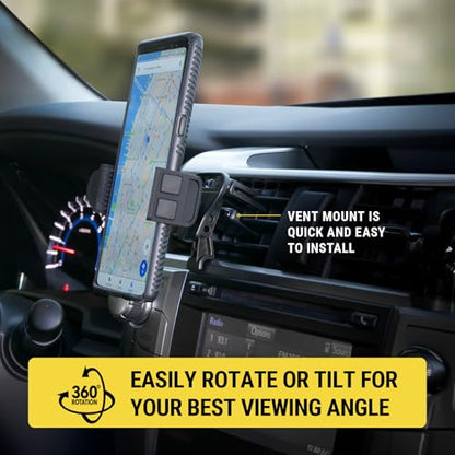 Scosche HDVM Universal 3-in-1 Vent/Windshield/Dashboard Cell Phone Holder Car Mount, Suction Cup Phone Mount with Vent Clip, Compatible with iPhone 16/15/14/13/12 & Mobile Phones up to 3.5 inches - style: Dash / Vent