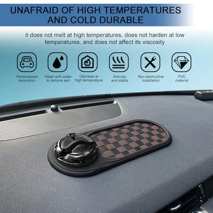 Multifunction Car Anti-Slip Mat, Car Anti Slip Mat Phone Holder, Dashboard Mobile Phone Holder with Temporary Parking Number, Rotatable Dashboard Mat for Sunglasses Keys Gadgets (Brown+Black) - color: Brown+Black