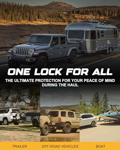 RETRUE Universal Coupler Lock Trailer Locks Ball Hitch Trailer Hitch Lock Adjustable Security Heavy-Duty Steel Fits 1-7/8 Inch, 2 Inch, 2-5/16 Inch Couplers, Yellow (Pack of 20) - color: Yellow, size: 20 Pack